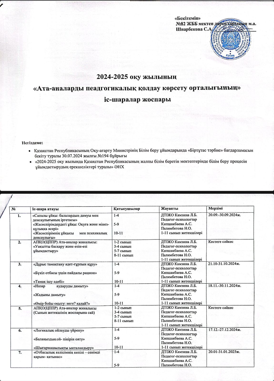 Тәрбиелік мәселелер бойынша ата-аналармен өзара іс-қимыл. АПҚО жұмысын ұйымдастыру.
